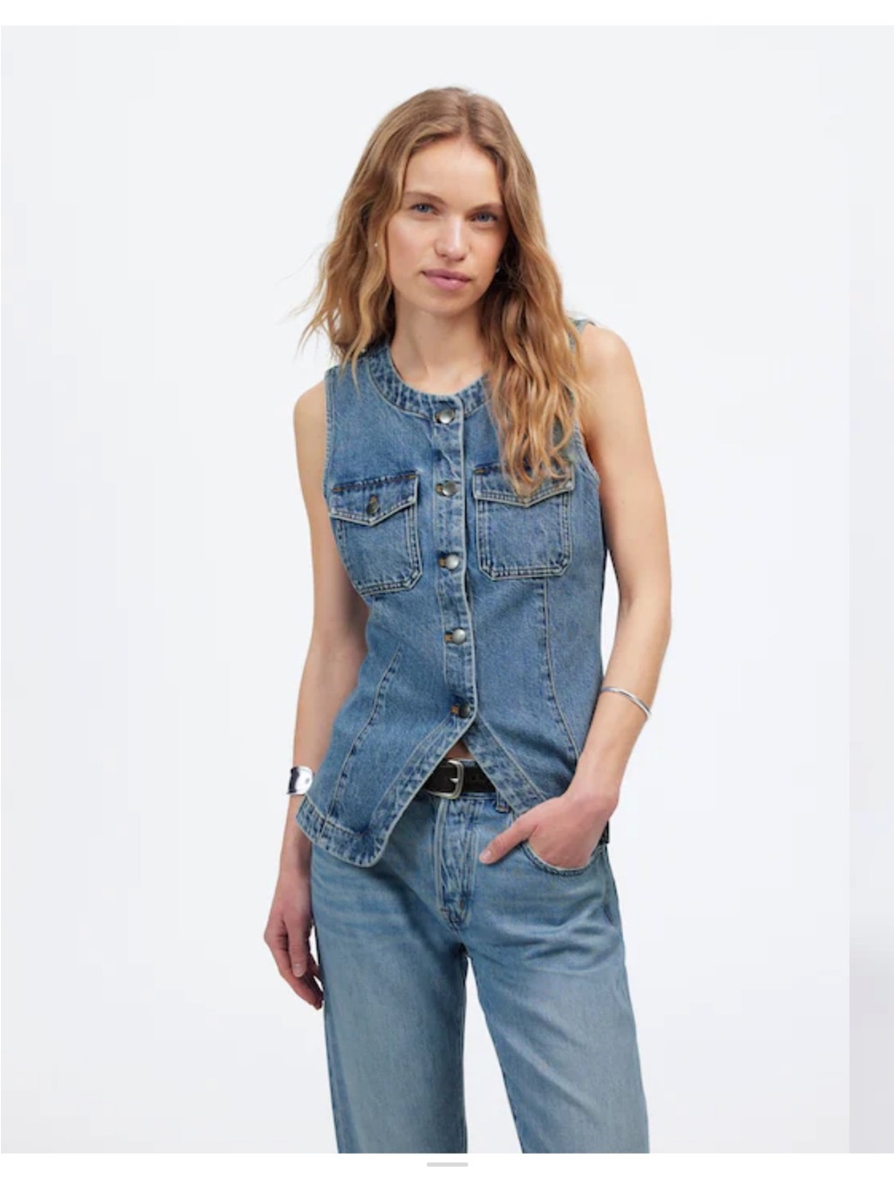 Madewell Denim High Crewneck Vest Size 00